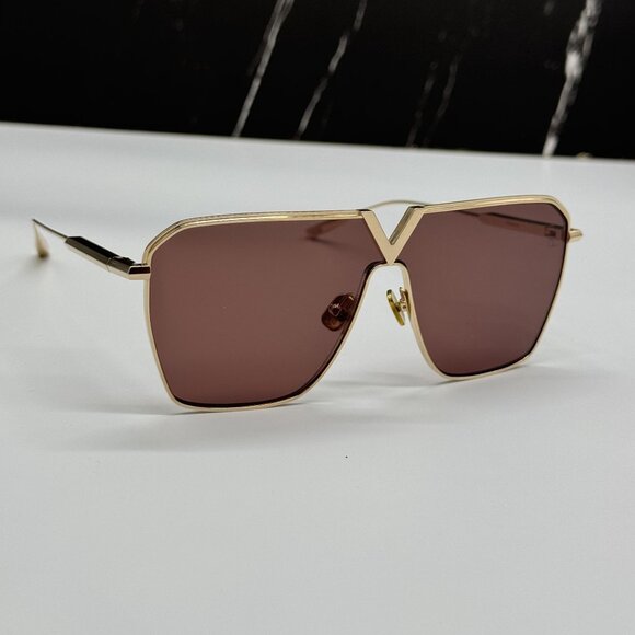 NEW VALENTINO SUNGLASSES GOLD WOMEN VALENTINO V-GOLD SHIELD VLS-137B main image 4